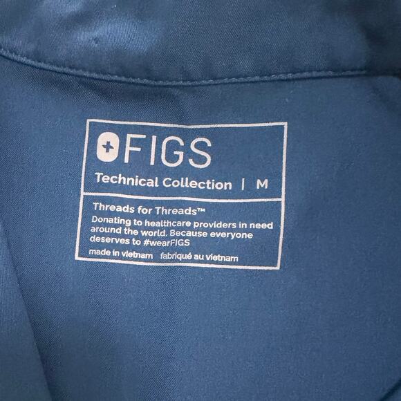 Figs Rafaela scrub top "Deep Reef" blue sz M PO #2918 loose fit nurse capped slv - Picture 3 of 10